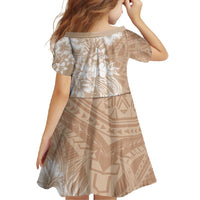 Polynesian Women's Day Family Matching Short Sleeve Bodycon Dress and Hawaiian Shirt Plumeria Passion - Beige LT7