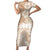 Polynesian Women's Day Family Matching Short Sleeve Bodycon Dress and Hawaiian Shirt Plumeria Passion - Beige LT7