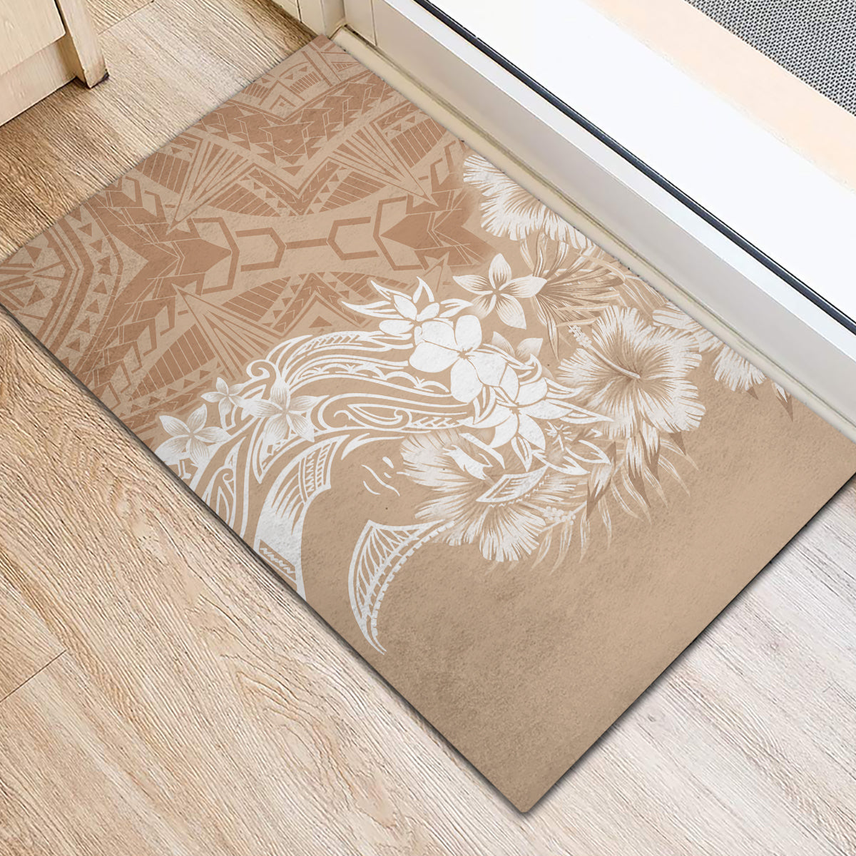 Polynesian Women's Day Rubber Doormat Plumeria Passion - Beige LT7 - Polynesian Pride