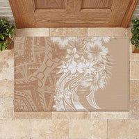 Polynesian Women's Day Rubber Doormat Plumeria Passion - Beige LT7 - Polynesian Pride