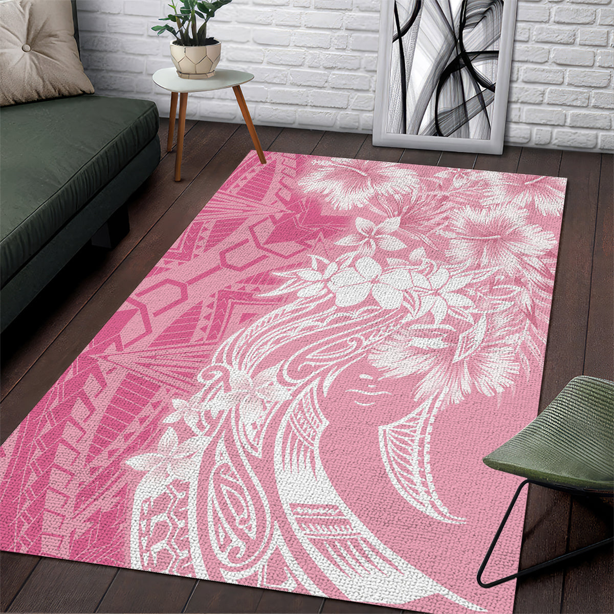 Polynesian Women's Day Area Rug Plumeria Passion - Pink LT7 Pink - Polynesian Pride