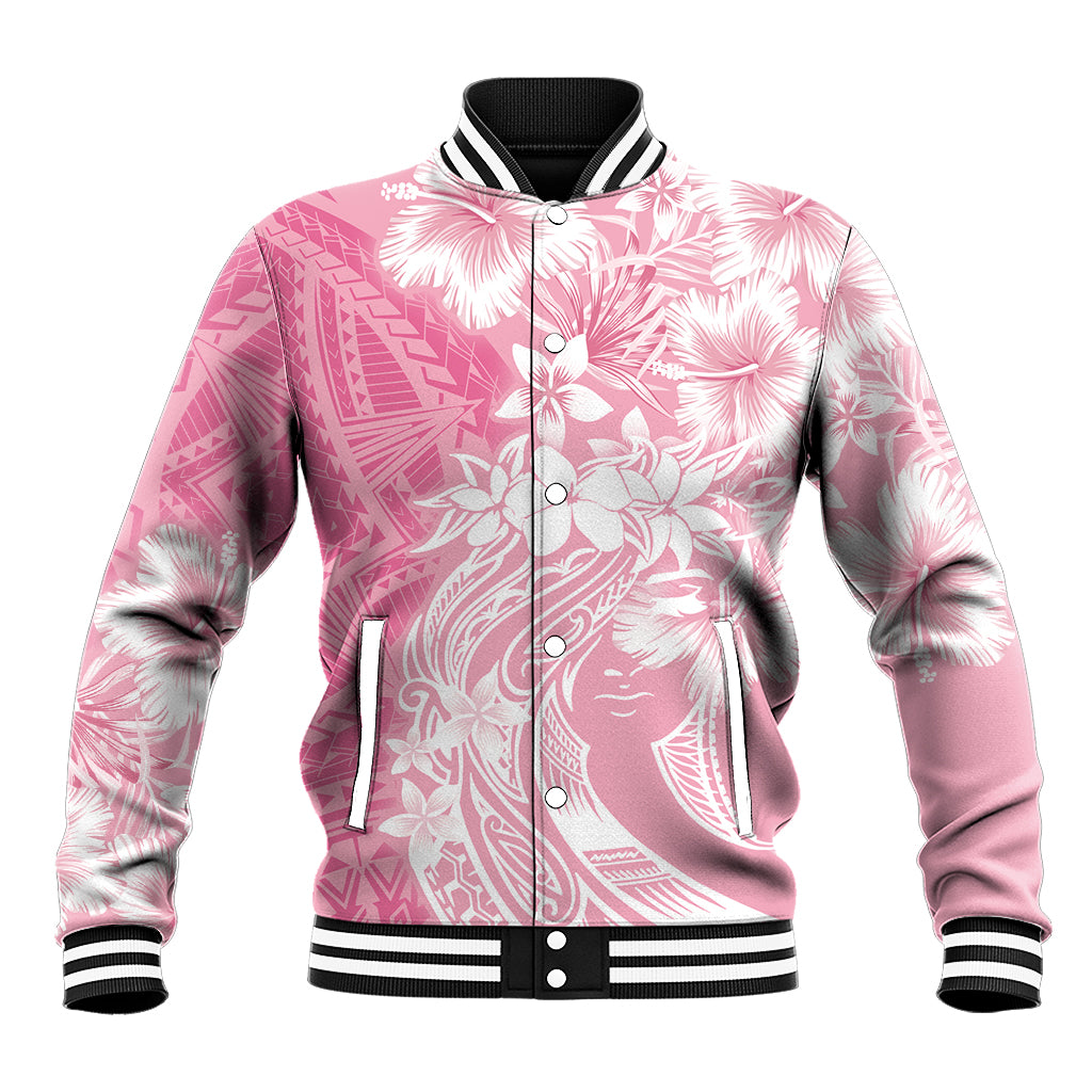 Polynesian Women's Day Baseball Jacket Plumeria Passion - Pink LT7 Unisex Pink - Polynesian Pride