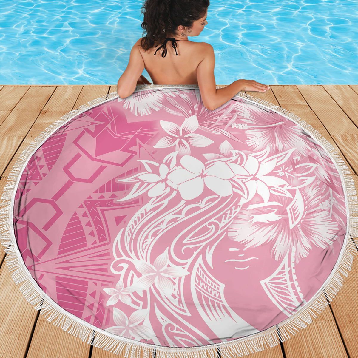 Polynesian Women's Day Beach Blanket Plumeria Passion - Pink LT7 - Polynesian Pride