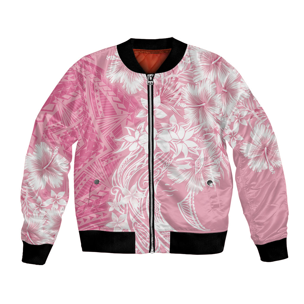 Polynesian Women's Day Bomber Jacket Plumeria Passion - Pink LT7 Unisex Pink - Polynesian Pride