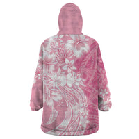 Polynesian Women's Day Wearable Blanket Hoodie Plumeria Passion - Pink LT7 - Polynesian Pride