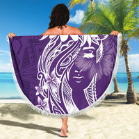 Polynesian Women's Day Beach Blanket Plumeria Passion - Purple LT7 - Polynesian Pride