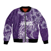 Polynesian Women's Day Bomber Jacket Plumeria Passion - Purple LT7 Unisex Purple - Polynesian Pride
