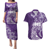 Polynesian Women's Day Couples Matching Puletasi and Hawaiian Shirt Plumeria Passion - Purple LT7 Purple - Polynesian Pride