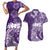 Polynesian Women's Day Couples Matching Short Sleeve Bodycon Dress and Hawaiian Shirt Plumeria Passion - Purple LT7 Purple - Polynesian Pride