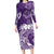 Polynesian Women's Day Family Matching Long Sleeve Bodycon Dress and Hawaiian Shirt Plumeria Passion - Purple LT7 Mom's Dress Purple - Polynesian Pride