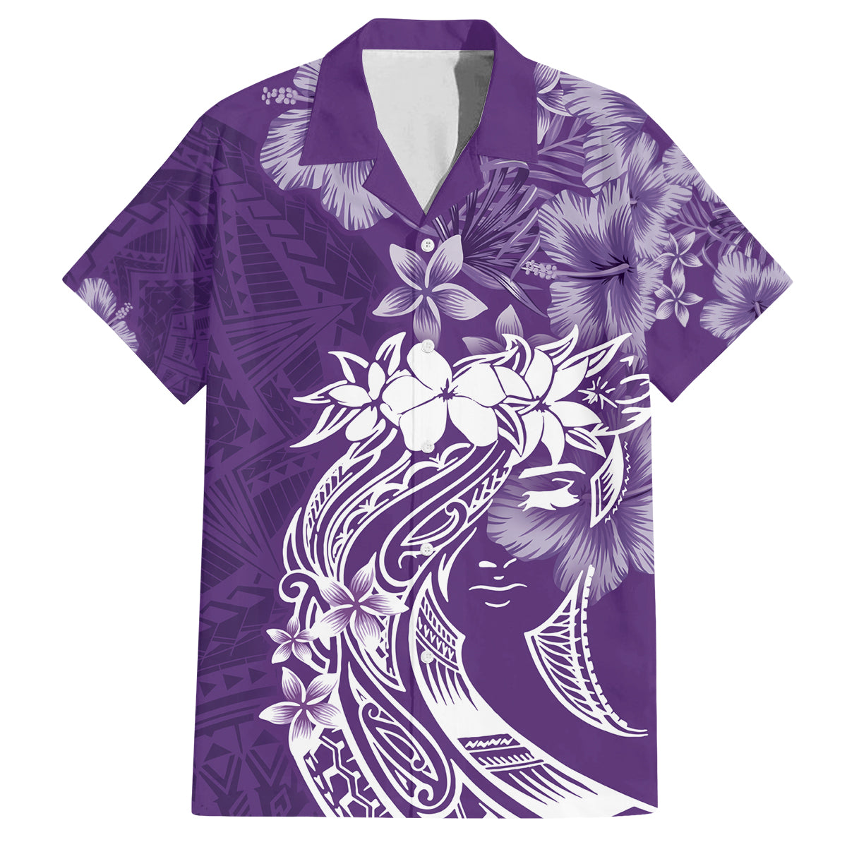 Polynesian Women's Day Family Matching Off Shoulder Long Sleeve Dress and Hawaiian Shirt Plumeria Passion - Purple LT7 Dad's Shirt - Short Sleeve Purple - Polynesian Pride