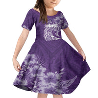 Polynesian Women's Day Family Matching Puletasi and Hawaiian Shirt Plumeria Passion - Purple LT7 Daughter's Dress Purple - Polynesian Pride