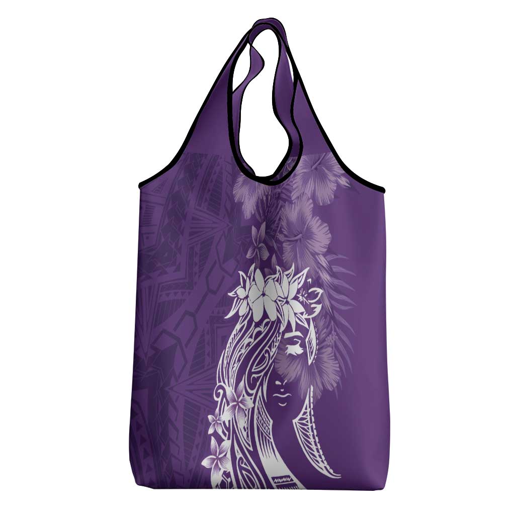 Polynesian Women's Day Grocery Bag Plumeria Passion - Purple