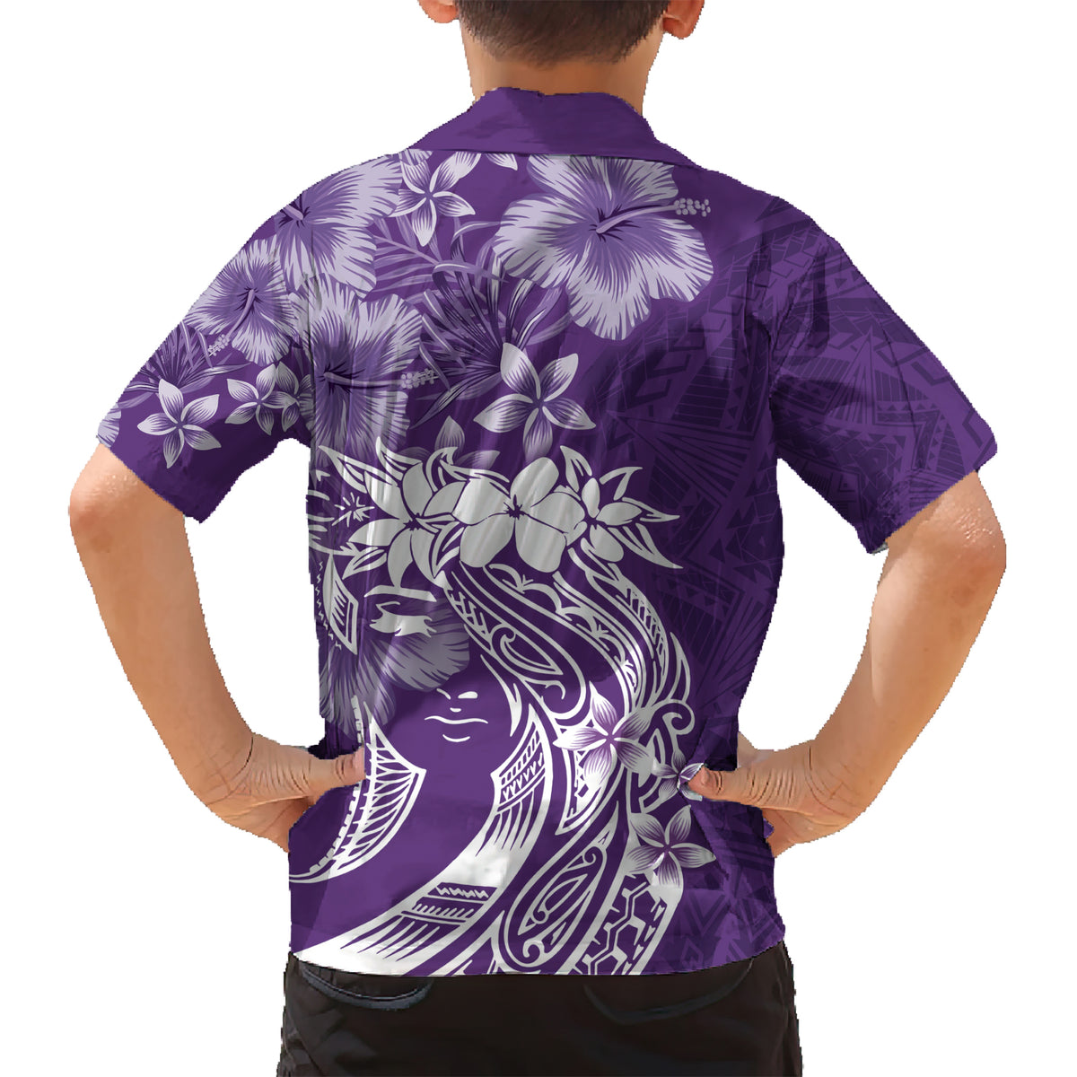 Polynesian Women's Day Kid Hawaiian Shirt Plumeria Passion - Purple LT7 - Polynesian Pride
