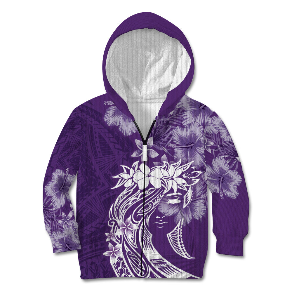 Polynesian Women's Day Kid Hoodie Plumeria Passion - Purple LT7 Zip Hoodie Purple - Polynesian Pride