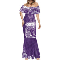 Polynesian Women's Day Mermaid Dress Plumeria Passion - Purple LT7 - Polynesian Pride