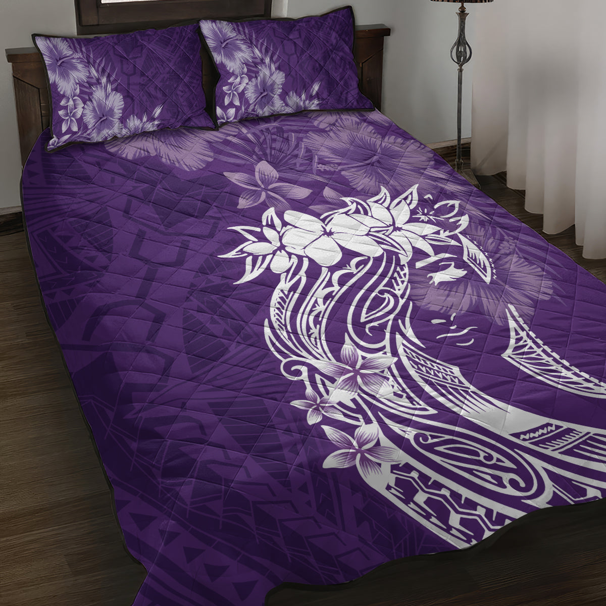 Polynesian Women's Day Quilt Bed Set Plumeria Passion - Purple LT7 Purple - Polynesian Pride