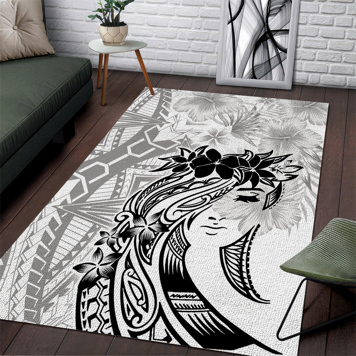 Polynesian Women's Day Area Rug Plumeria Passion - White LT7 White - Polynesian Pride