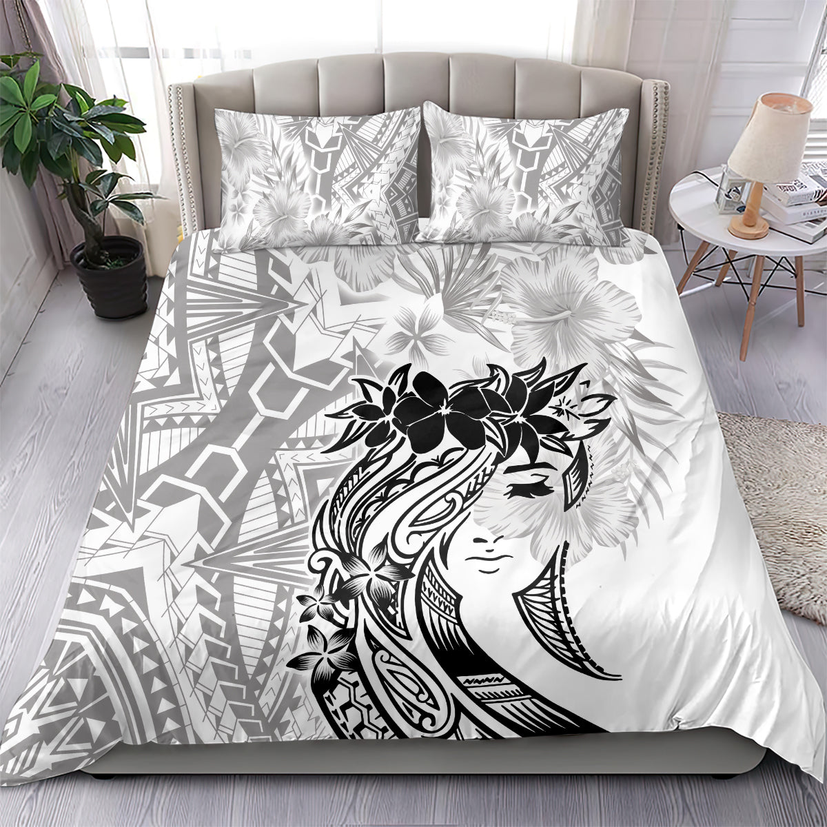 Polynesian Women's Day Bedding Set Plumeria Passion - White LT7 - Polynesian Pride