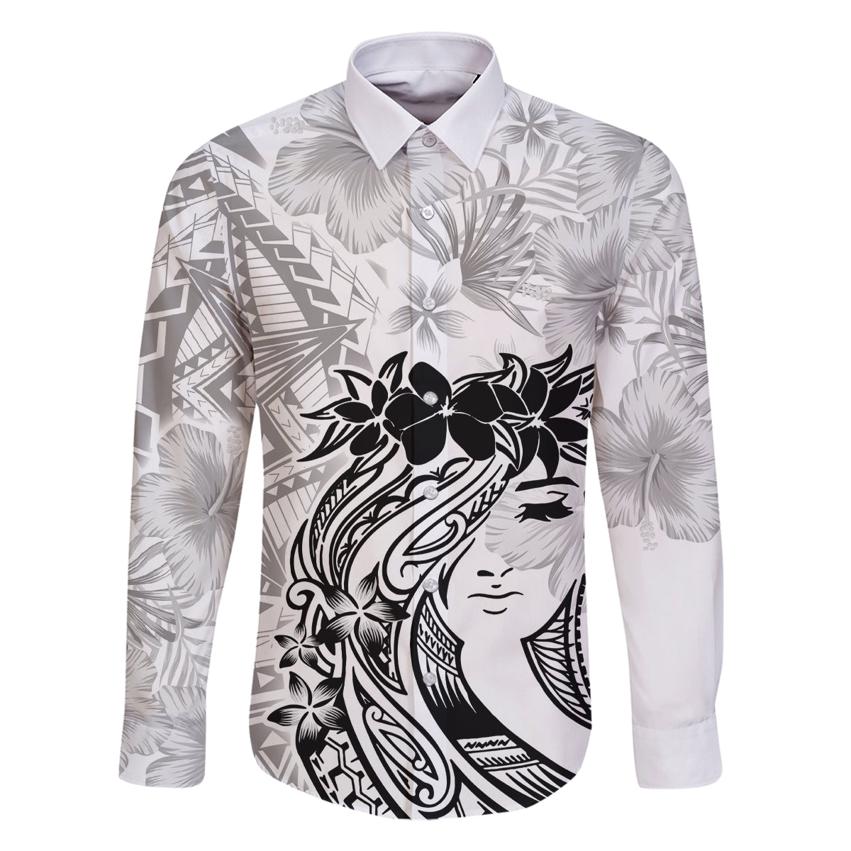Polynesian Women's Day Family Matching Long Sleeve Bodycon Dress and Hawaiian Shirt Plumeria Passion - White LT7 Dad's Shirt - Long Sleeve White - Polynesian Pride