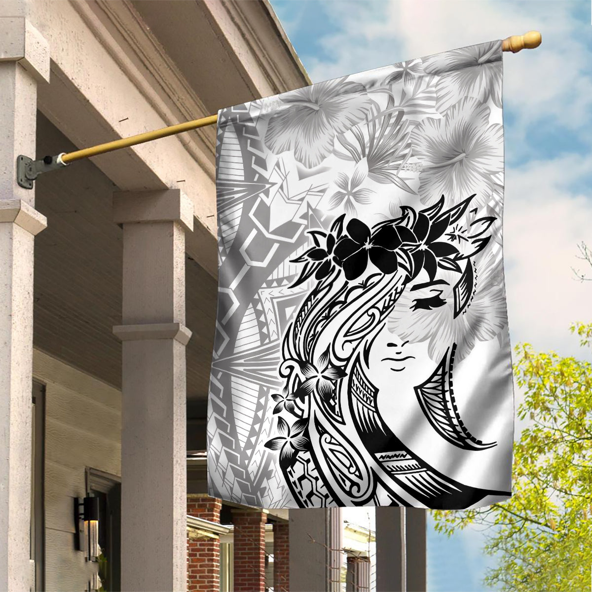 Polynesian Women's Day Garden Flag Plumeria Passion - White LT7 House Flag White - Polynesian Pride