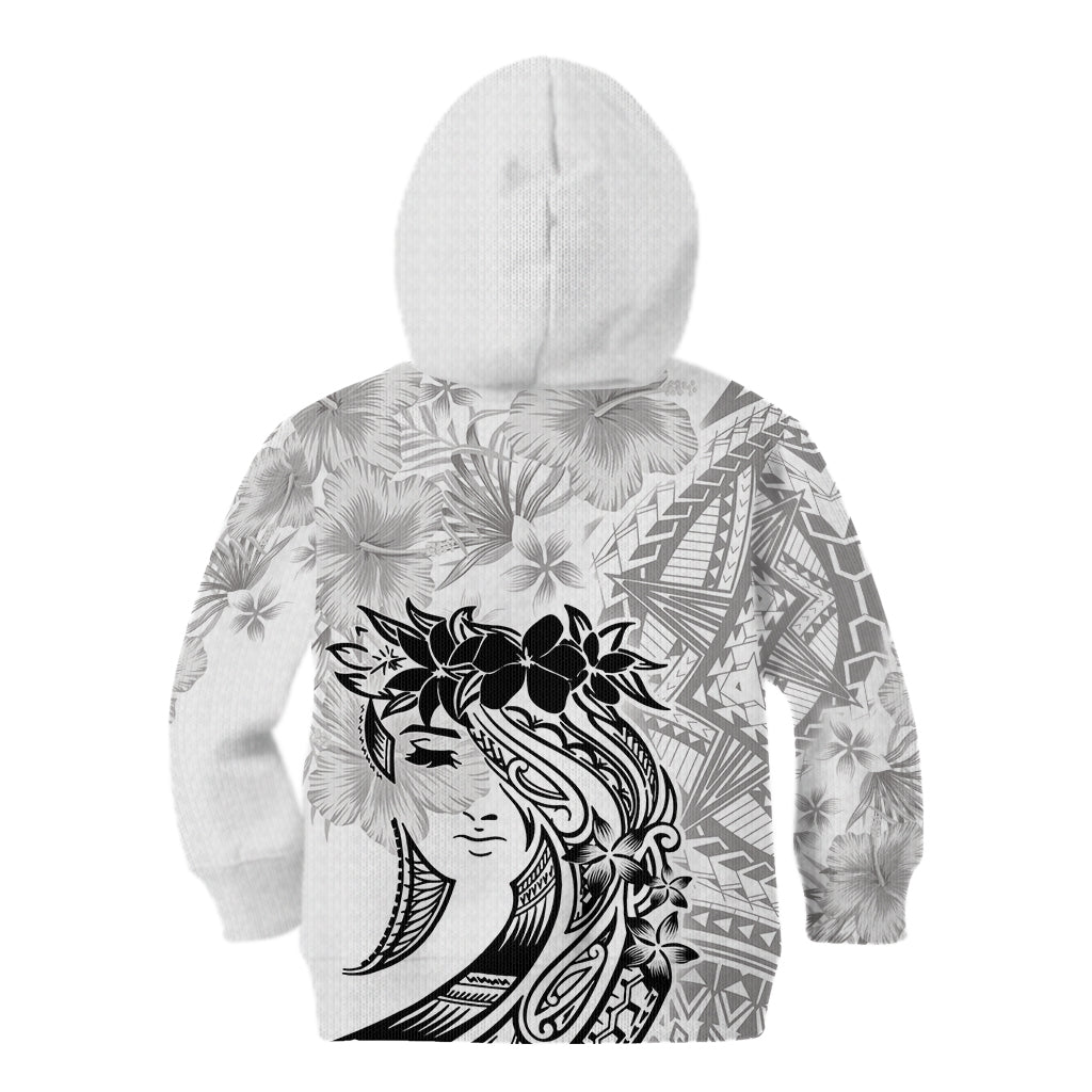 Polynesian Women's Day Kid Hoodie Plumeria Passion - White LT7 - Polynesian Pride