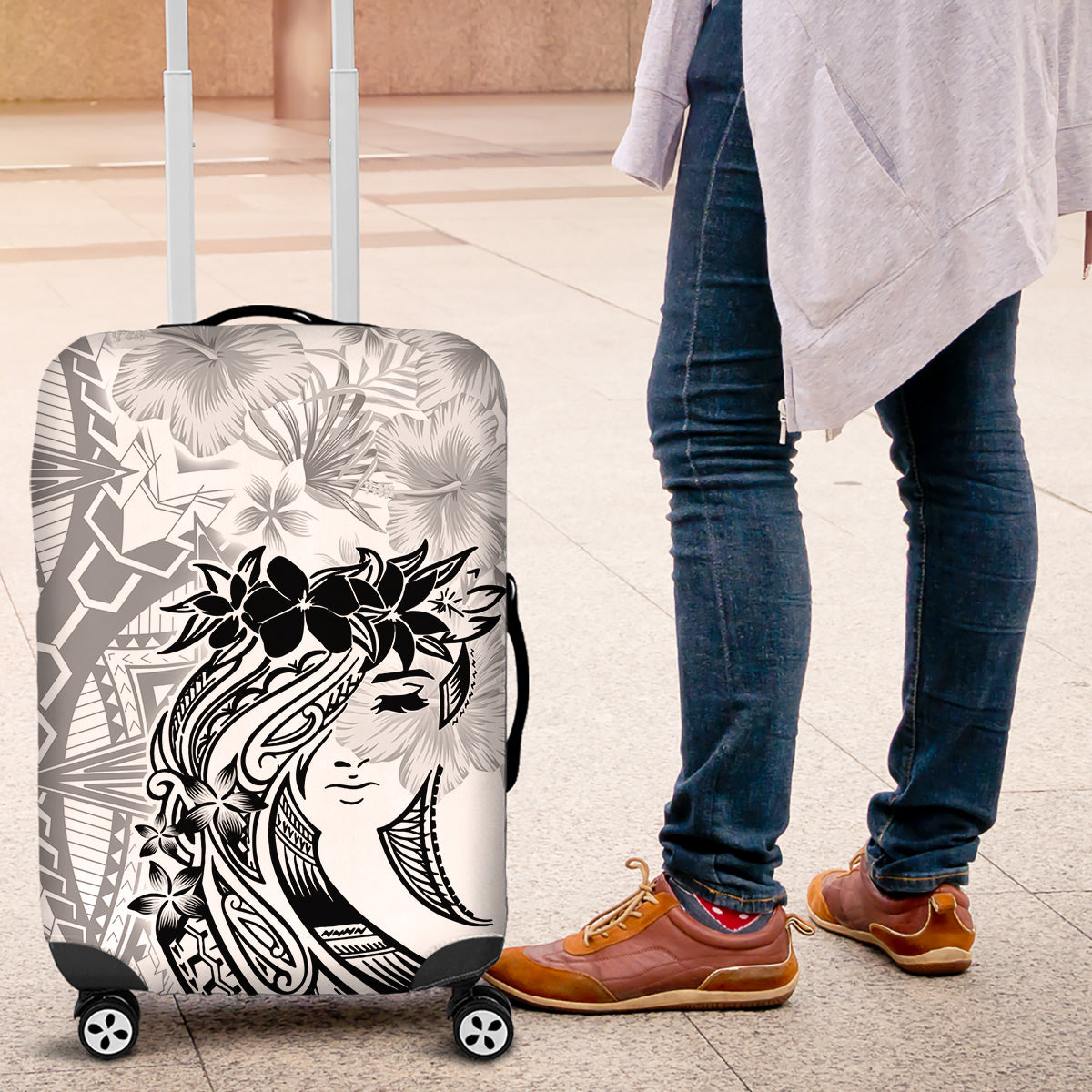 Polynesian Women's Day Luggage Cover Plumeria Passion - White LT7 White - Polynesian Pride