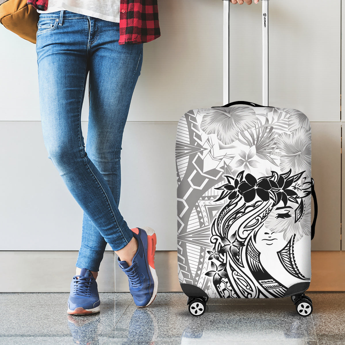 Polynesian Women's Day Luggage Cover Plumeria Passion - White LT7 - Polynesian Pride
