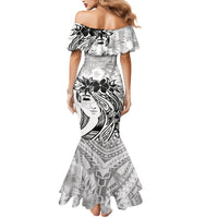 Polynesian Women's Day Mermaid Dress Plumeria Passion - White LT7 - Polynesian Pride