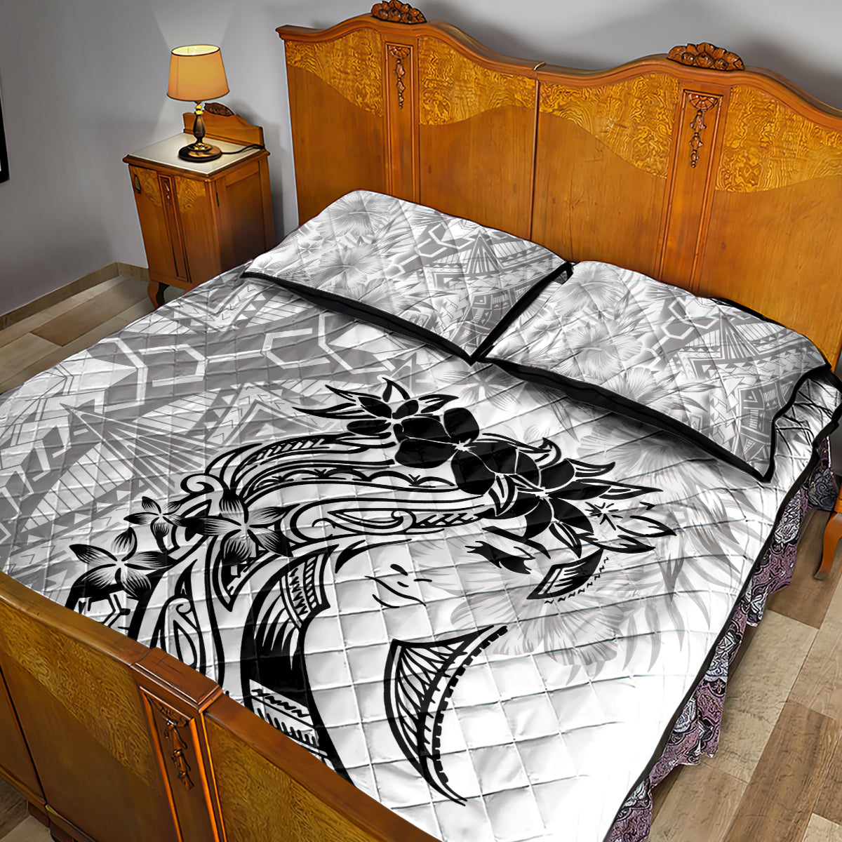 Polynesian Women's Day Quilt Bed Set Plumeria Passion - White LT7 - Polynesian Pride