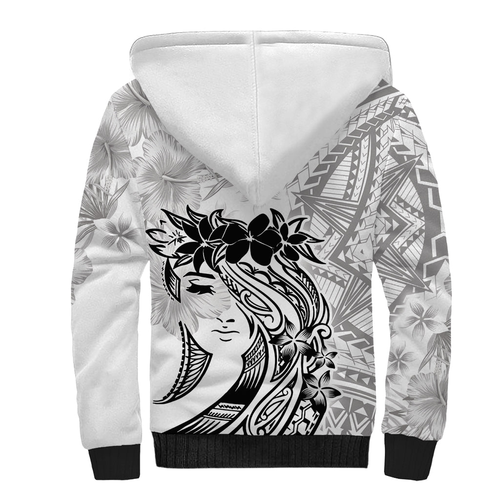 Polynesian Women's Day Sherpa Hoodie Plumeria Passion - White LT7 - Polynesian Pride