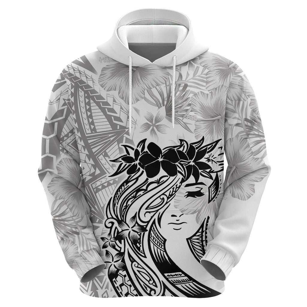 Polynesian Women's Day Zip Hoodie Plumeria Passion - White LT7 - Polynesian Pride