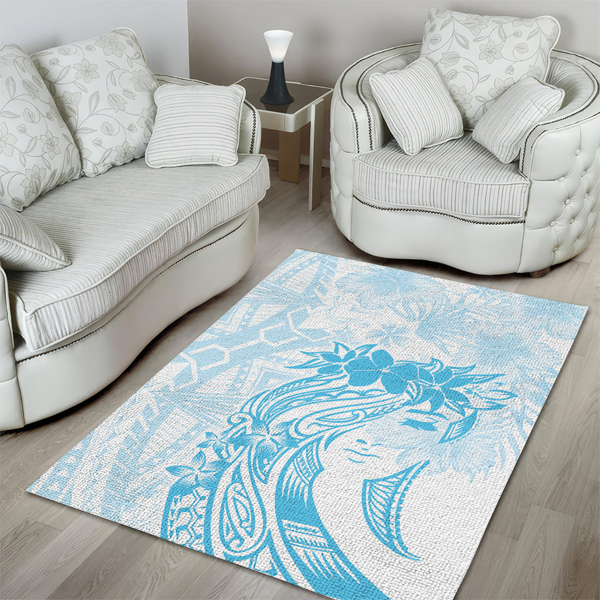 Polynesian Women's Day Area Rug Plumeria Passion - Turquoise LT7 - Polynesian Pride