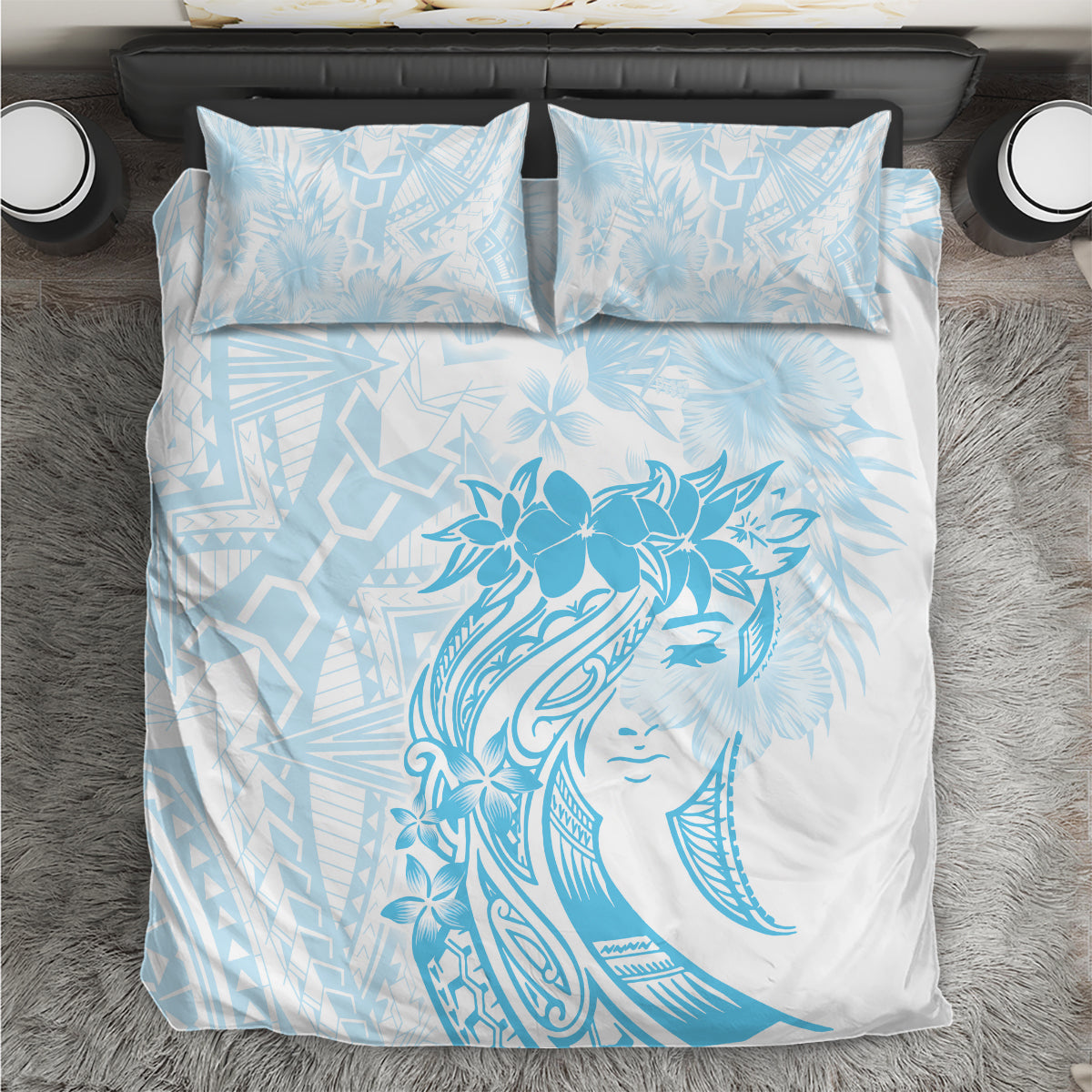 Polynesian Women's Day Bedding Set Plumeria Passion - Turquoise LT7 Turquoise - Polynesian Pride