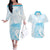 Polynesian Women's Day Couples Matching Off The Shoulder Long Sleeve Dress and Hawaiian Shirt Plumeria Passion - Turquoise LT7 Turquoise - Polynesian Pride