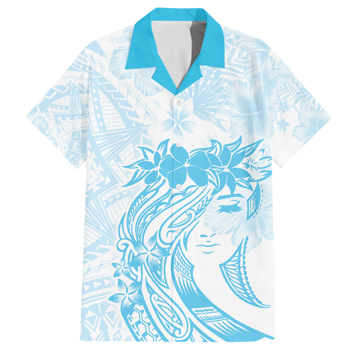 Polynesian Women's Day Family Matching Long Sleeve Bodycon Dress and Hawaiian Shirt Plumeria Passion - Turquoise LT7 Dad's Shirt - Short Sleeve Turquoise - Polynesian Pride