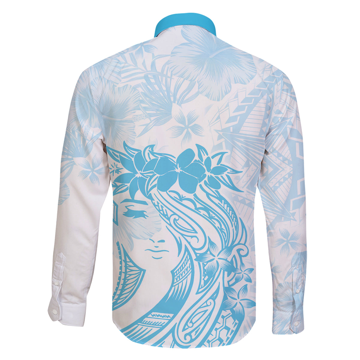 Polynesian Women's Day Family Matching Long Sleeve Bodycon Dress and Hawaiian Shirt Plumeria Passion - Turquoise LT7 - Polynesian Pride