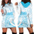 Polynesian Women's Day Hoodie Dress Plumeria Passion - Turquoise LT7 - Polynesian Pride