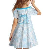 Polynesian Women's Day Kid Short Sleeve Dress Plumeria Passion - Turquoise LT7 - Polynesian Pride