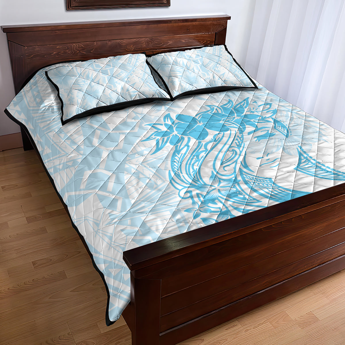 Polynesian Women's Day Quilt Bed Set Plumeria Passion - Turquoise LT7 - Polynesian Pride