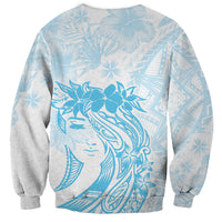 Polynesian Women's Day Sweatshirt Plumeria Passion - Turquoise LT7 - Polynesian Pride