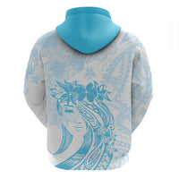 Polynesian Women's Day Zip Hoodie Plumeria Passion - Turquoise LT7 - Polynesian Pride