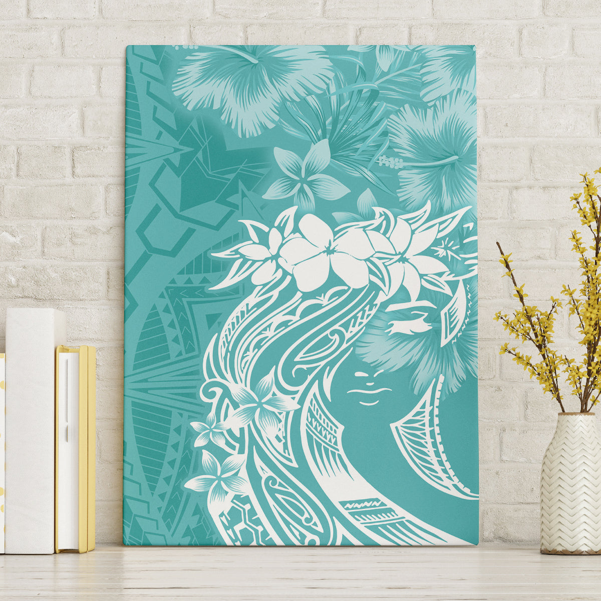 Polynesian Women's Day Canvas Wall Art Plumeria Passion - Teal LT7 Teal - Polynesian Pride