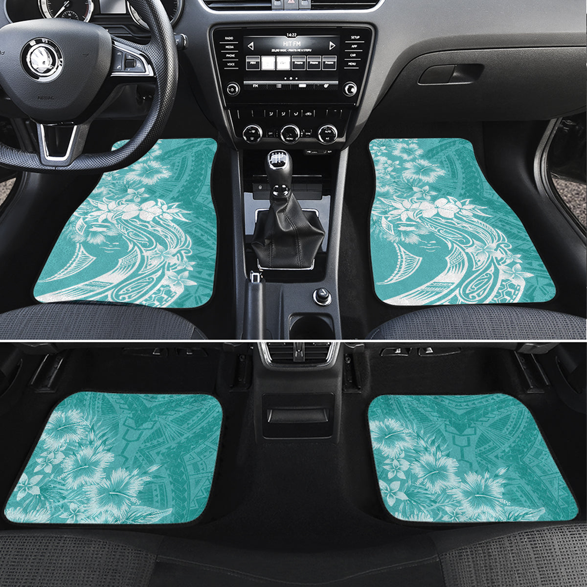 Polynesian Women's Day Car Mats Plumeria Passion - Teal LT7 Set 4pcs Teal - Polynesian Pride