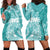 Polynesian Women's Day Hoodie Dress Plumeria Passion - Teal LT7 - Polynesian Pride