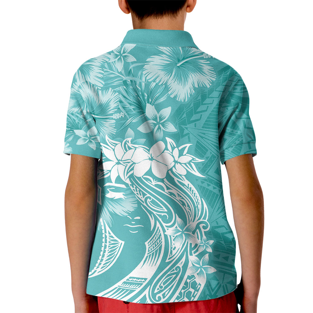 Polynesian Women's Day Kid Polo Shirt Plumeria Passion - Teal LT7 - Polynesian Pride