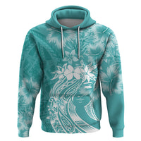 Polynesian Women's Day Zip Hoodie Plumeria Passion - Teal LT7 Pullover Hoodie Teal - Polynesian Pride