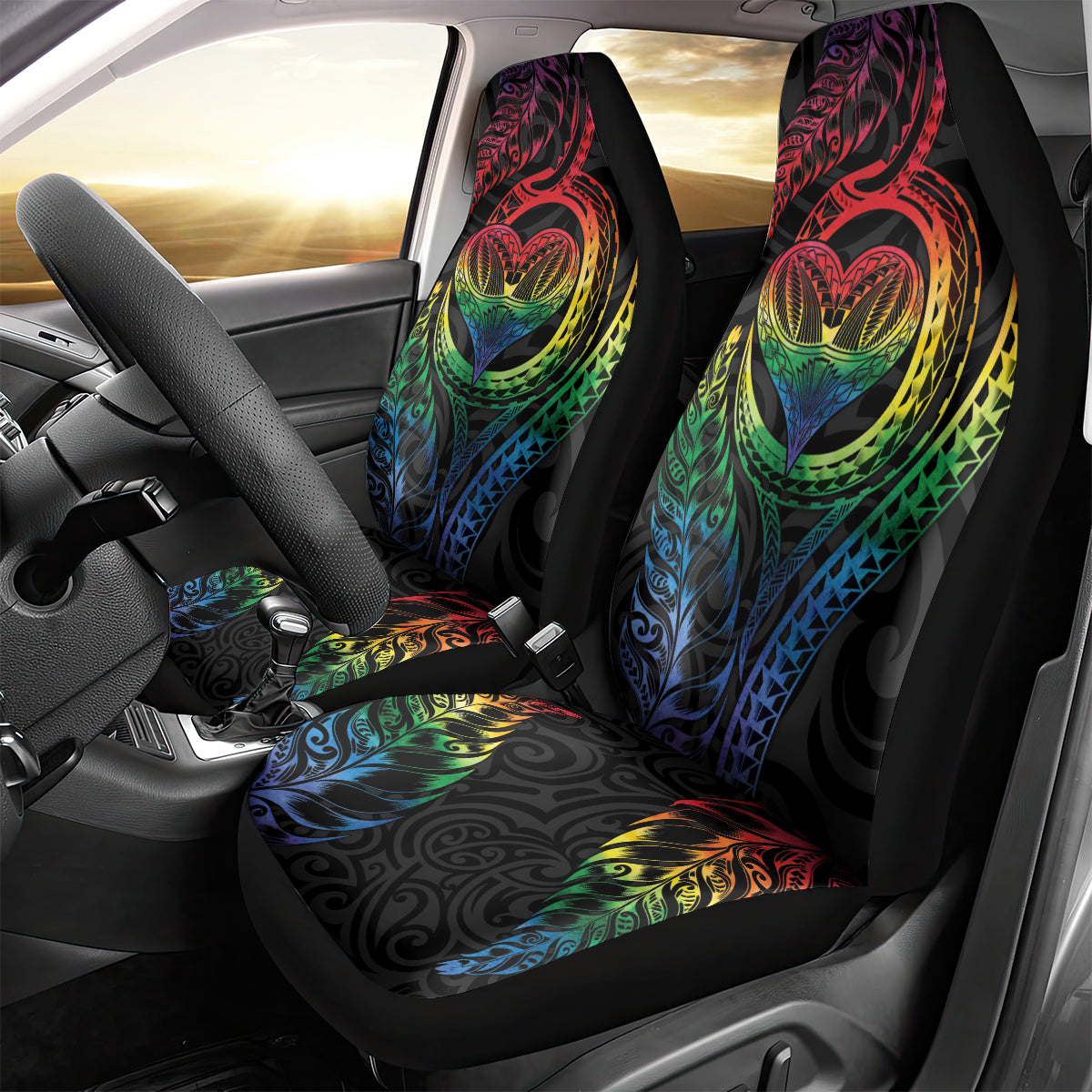 New Zealand Pride Car Seat Cover Takatapui Rainbow Fern