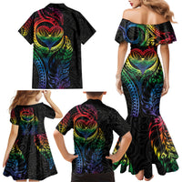 New Zealand Pride Family Matching Mermaid Dress and Hawaiian Shirt Takatapui Rainbow Fern LT7 - Polynesian Pride