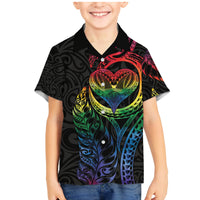 New Zealand Pride Family Matching Mermaid Dress and Hawaiian Shirt Takatapui Rainbow Fern LT7 Son's Shirt Colorful - Polynesian Pride